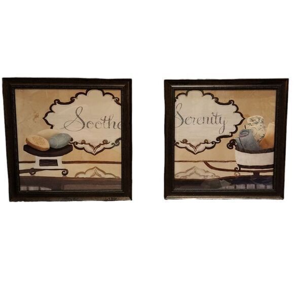 Bathroom Framed Pictures Bars of Soap Soothe and Serenity 14" × 14" - Picture 2 of 9